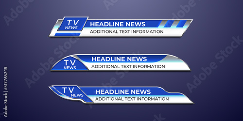 Broadcast news lower third modern banner template for television, video and media channel
