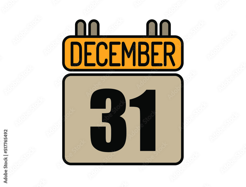 Day 31 December calendar icon. Calendar vector for December days isolated on white background. Day 31 December calendar icon. Calendar vector for December days isolated on white background.