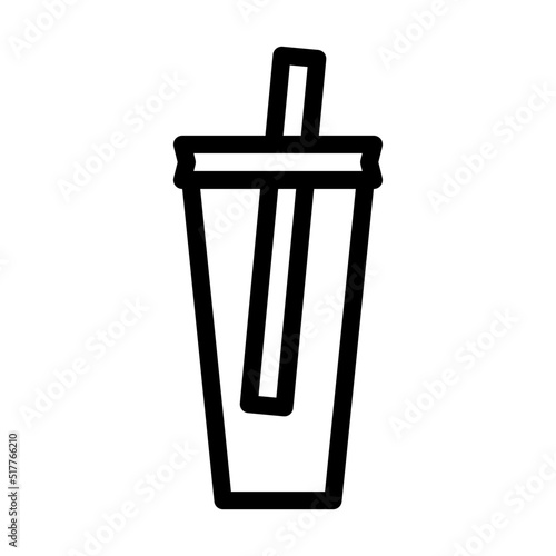 plastic glass with straw line icon vector. plastic glass with straw sign. isolated contour symbol black illustration