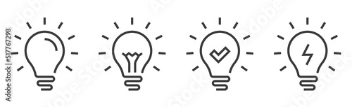 Light bulb line icons set. Bulb different icons. Idea icon vector