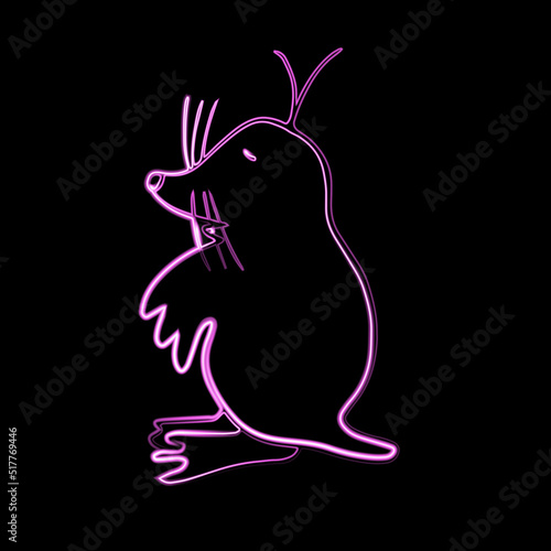 Vector illustration of a mole with a neon effect.