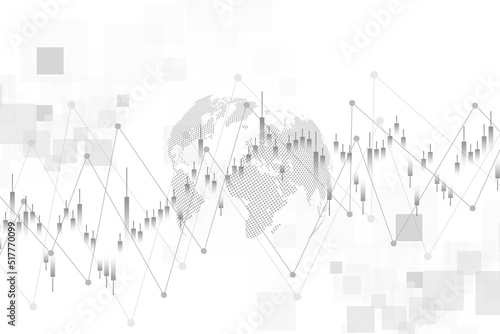 Business candlestick chart of investment trading on the stock market on a gray background. Bullish dot, uptrend chart. Economy vector design