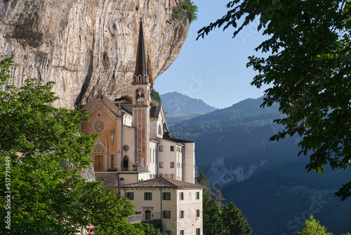 Fotografie, Obraz Madonna della Corona Sanctuary view, surrounded by mountains