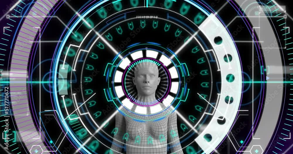 Animation of scope scanning and data processing over human body Animation of scope scanning and data processing over human body