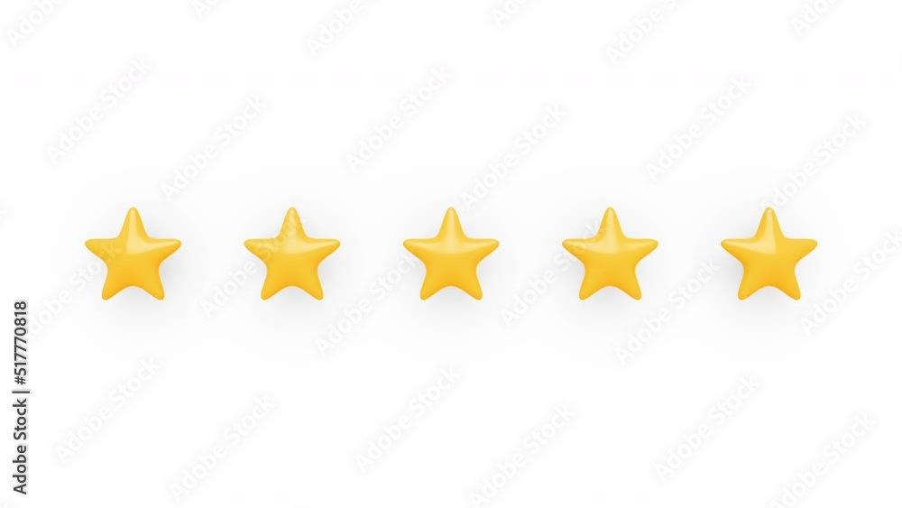 Five Golden Star Rating Appear Sequentially. Product quality rating animation. Five Golden Star Rating Appear Sequentially. Product quality rating animation.