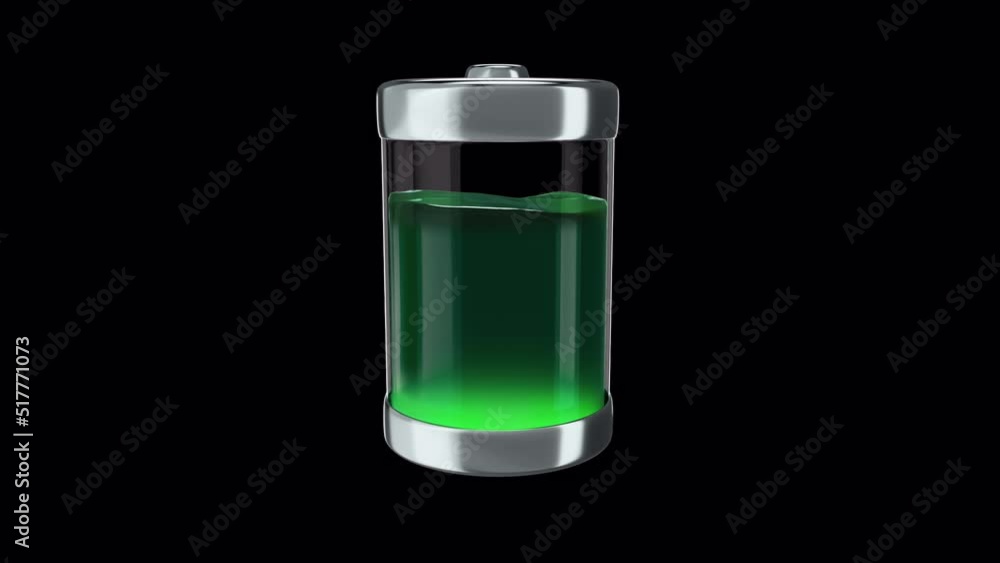 Ecological battery charge with green liquid charging level indicators with alpha channel Ecological battery charge with green liquid charging level indicators with alpha channel
