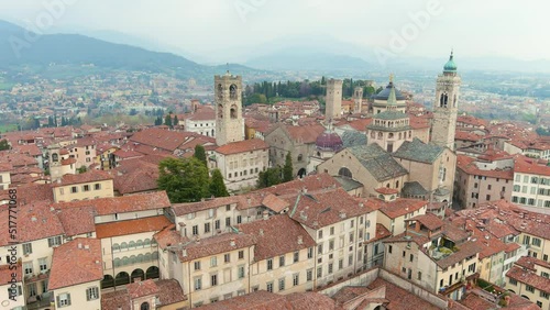 Wallpaper Mural Scenic aerial view of Citta Alta, Old town district of Bergamo city Torontodigital.ca