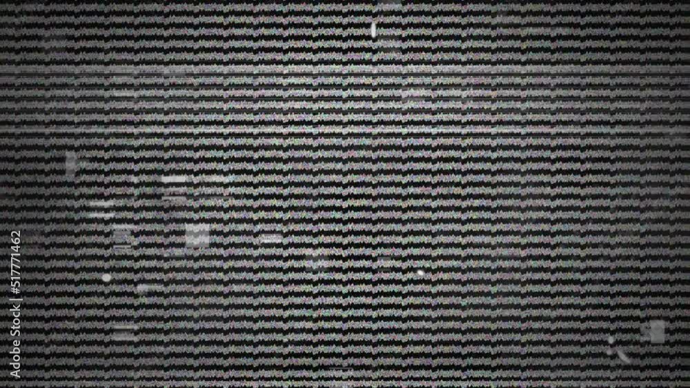 Animation of screen with glitch and flickering pattern on black background Animation of screen with glitch and flickering pattern on black background