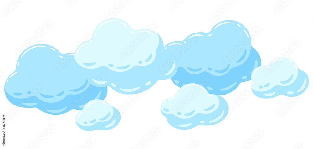 Background with blue clouds. Cartoon image of overcast sky.