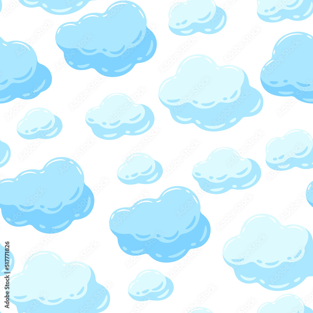 Seamless pattern with blue clouds. Cartoon image of overcast sky. Seamless pattern with blue clouds. Cartoon image of overcast sky.