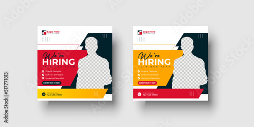 We are hiring job vacancy social media post or square web banner template