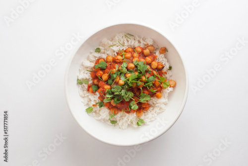 Chana Masala Vegetarian Curry Dinner with Rice
