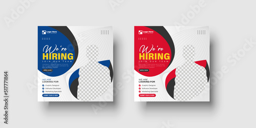 We are hiring job vacancy social media post or square web banner template