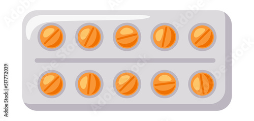 Illustration of blister with pills. Medical and healthcare item.