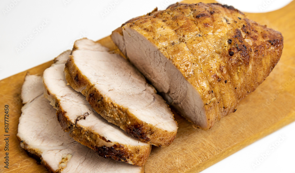 Cooking meat dishes. Sliced pork tenderloin. top view. Cooking meat dishes. Sliced pork tenderloin. top view.