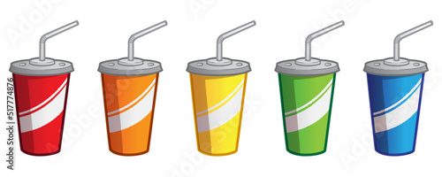 Soda Cups vector colorful isolated illustration