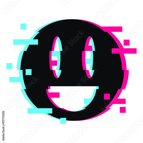 Cool rave glitch face icon. Flat style illustration isolated on white background. Vector EPS 10