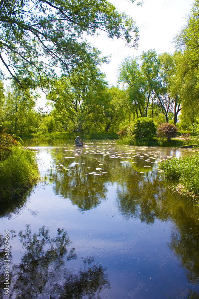 Park with a river near Radomysl Castle in Ukraine Park with a river near Radomysl Castle in Ukraine