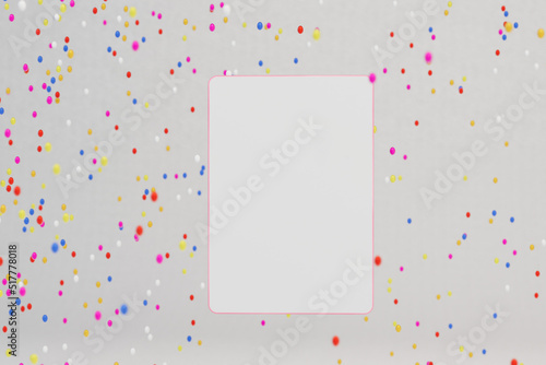 abstract background. a lot of multi-colored dots on a white background in the middle of which there is an empty space for advertising products or text. 3d render. 3d illustration