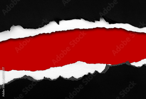 Wallpaper Mural Hole ripped in paper on red background Torontodigital.ca