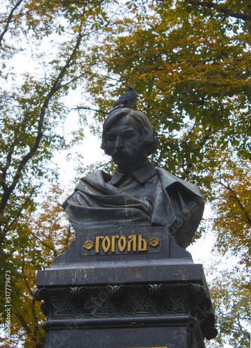 Statue of Nikolai Gogol in Nizhyn, Ukraine photo