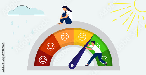 Stress level meter Concept of emotional overload, stress level, burnout, increased productivity, tiring, frustration employee in job Vector illustration Relieve stress Angry tension business lifestyle