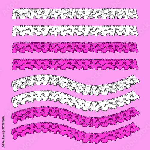 Double ruffles pattern brushes colorable and black and white