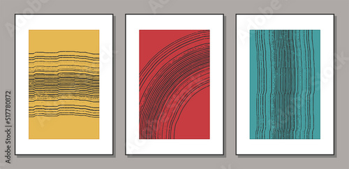 Set of trendy abstract creative minimalist artistic hand drawn art compositions