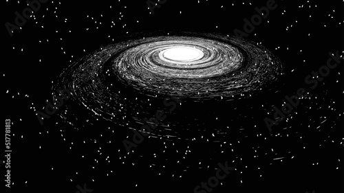 Spiral galaxy in space. Futuristic landscape, with noise texture . Night landscape .Vector illustration