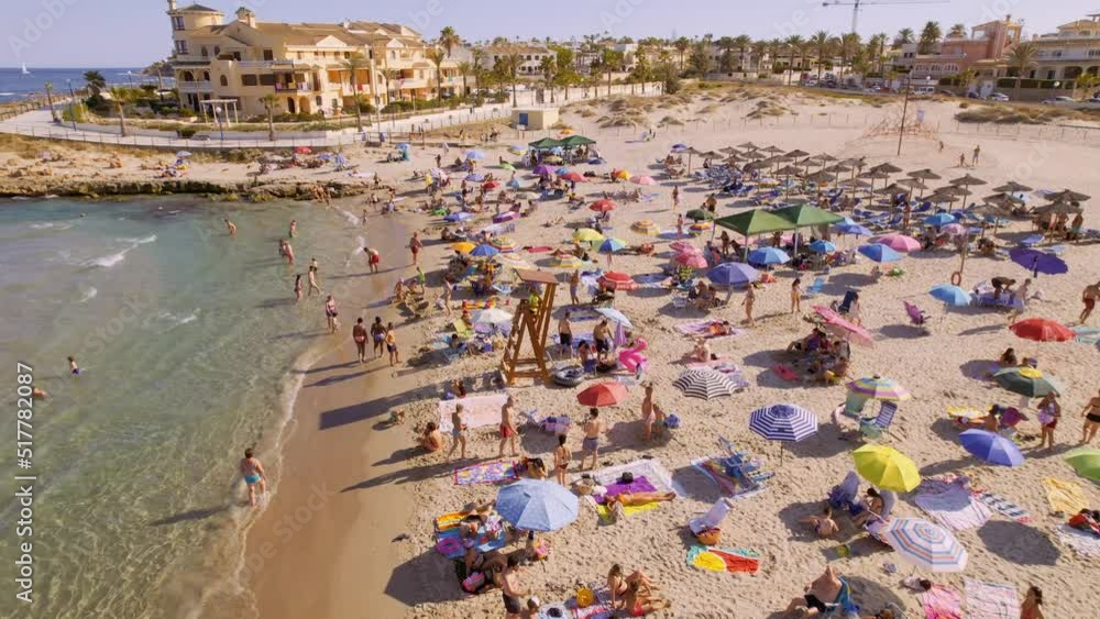 Aerial view of La Zenia, Orihuela during sunny summer day. Costa Blanca. Spain. Travel and tourism concept. Cinematic 4K Aerial view of La Zenia, Orihuela during sunny summer day. Costa Blanca. Spain. Travel and tourism concept. Cinematic 4K