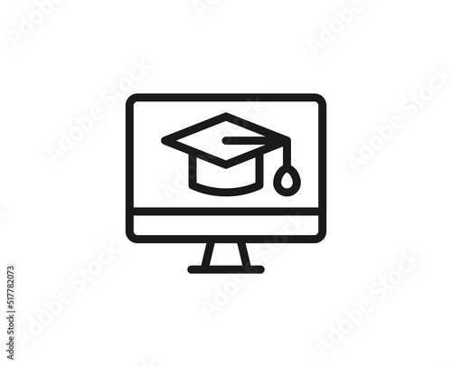 Online edication icon concept. Modern outline high quality illustration for banners, flyers and web sites. Editable stroke in trendy flat style. Line icon of learning