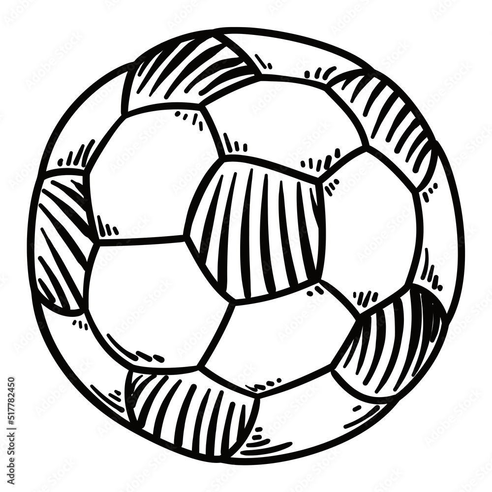Obraz premium Colorless soccer ball in outlines to color it, Vector illustration