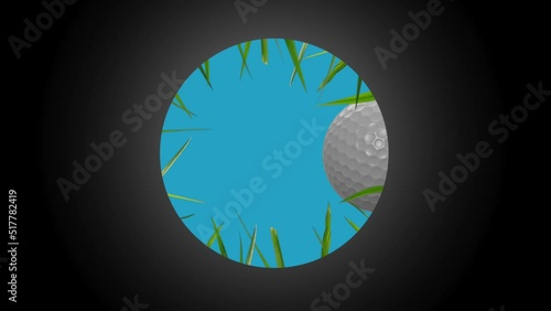 Conceptual Animation Of A Golf Ball Balancing On The Edge Of A Hole, As Seen From Inside, With Alpha Channel photo