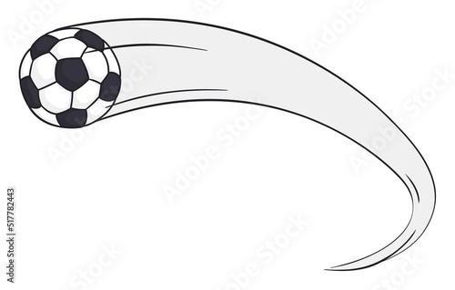 Flying soccer ball at a curve in high speed, Vector illustration