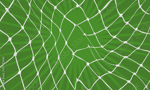 Banner with waving soccer net and green background, Vector illustration