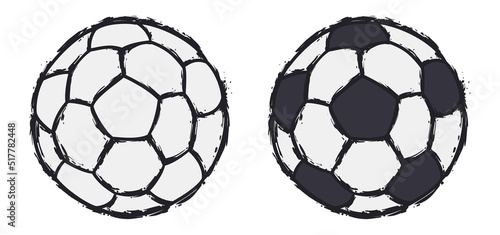 Pair of soccer balls with brush stroke style, Vector illustration © Penwin