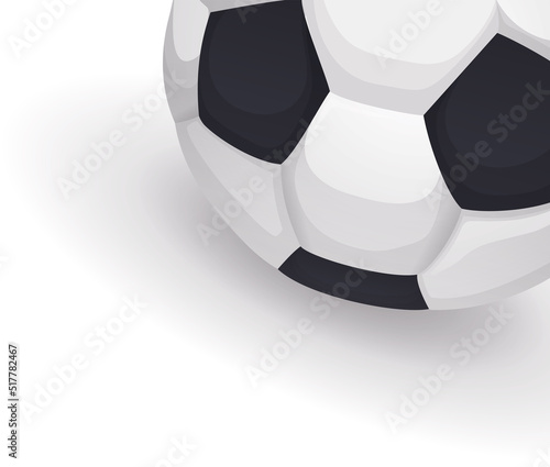 Soccer ball in the top right corner over white background, Vector illustration