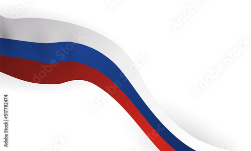 Waving and decreasing ribbon with Russian colors, Vector illustration