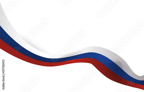 Long waving ribbon with Russian flag colors, Vector illustration