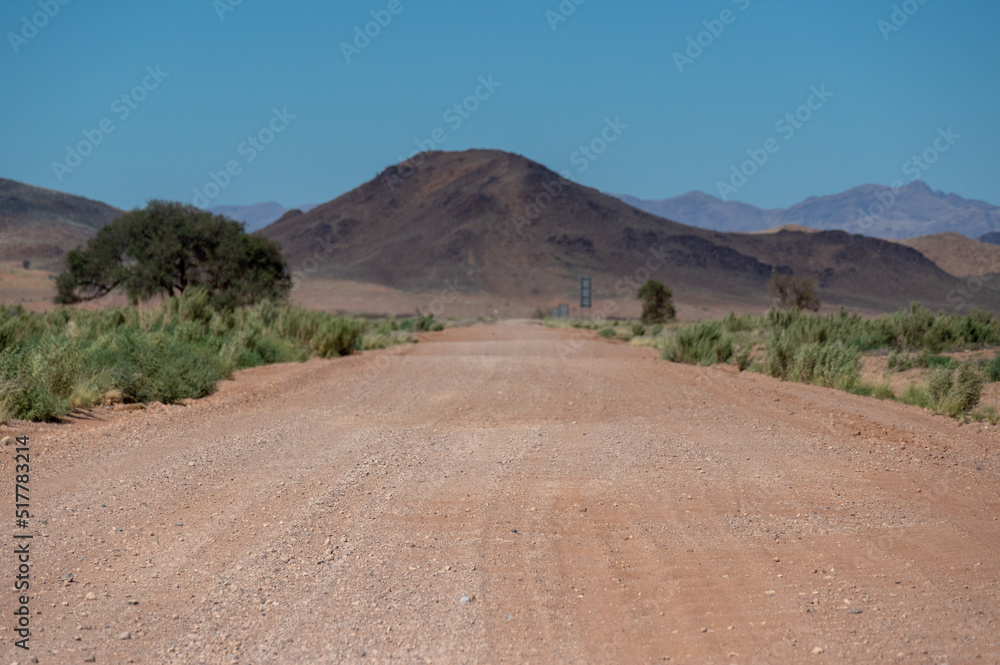 Road trip on a gravel road in Namibia Arika