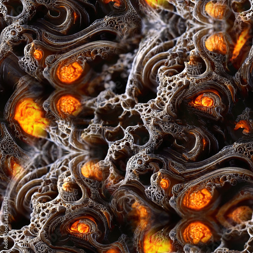 Fractal Lava Seamless pattern 3D effect realistic pattern for textiles