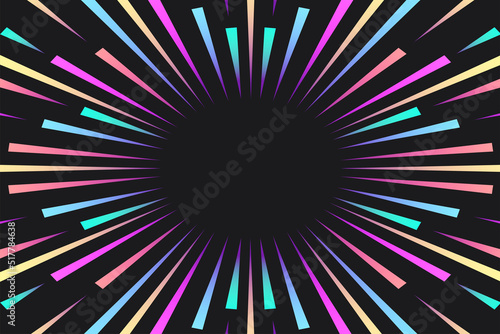 Firework vector background. Sunburst colorful strips. 10 eps