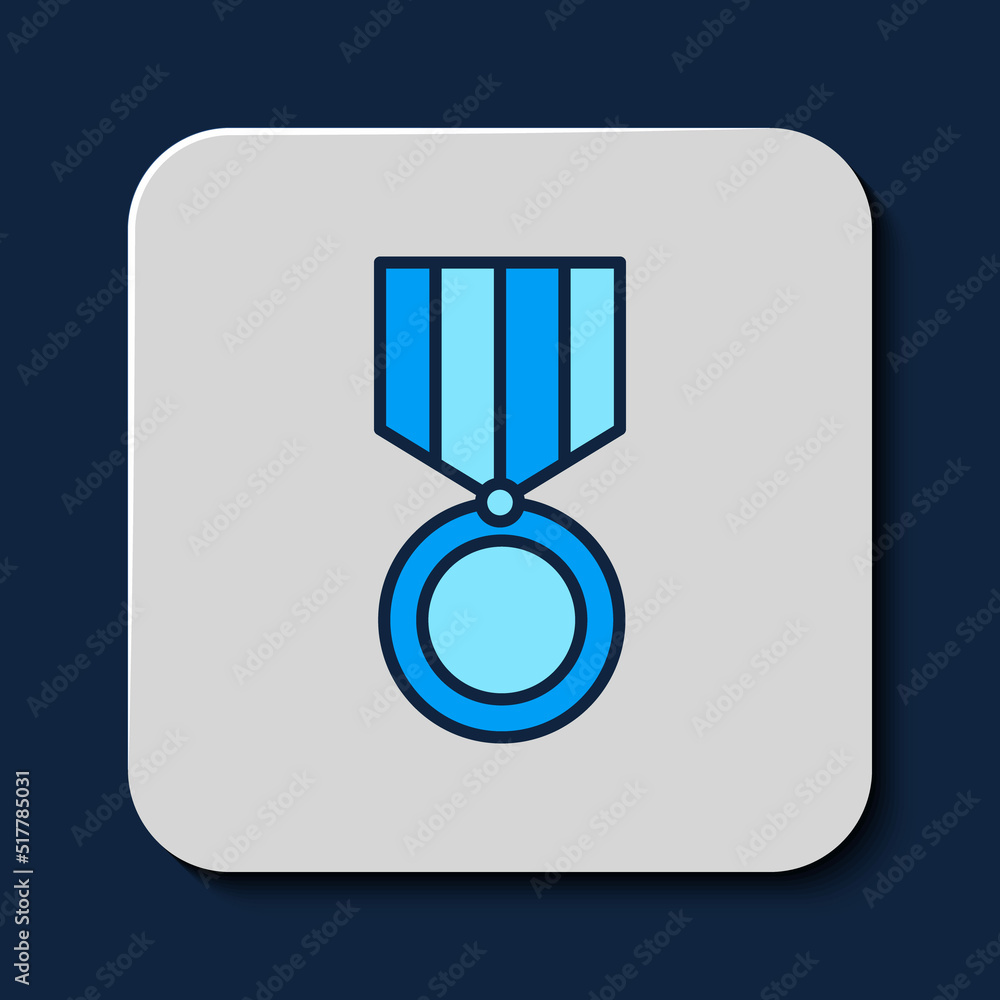 Filled outline Medal icon isolated on blue background. Winner achievement sign. Award medal. Vector Filled outline Medal icon isolated on blue background. Winner achievement sign. Award medal. Vector