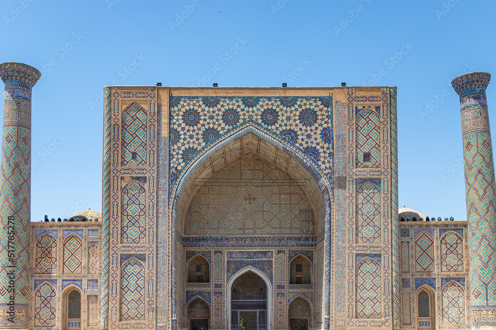 Registan Ulugh Beg Madrasah is a part of Registan ancient city, Samarkand city in Uzbekistan