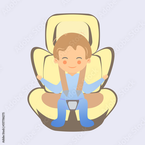 Happy child sitting in a car seat