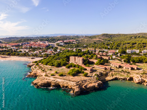 Aerial drone view of a coastline in Spain Catalonia Tarragona