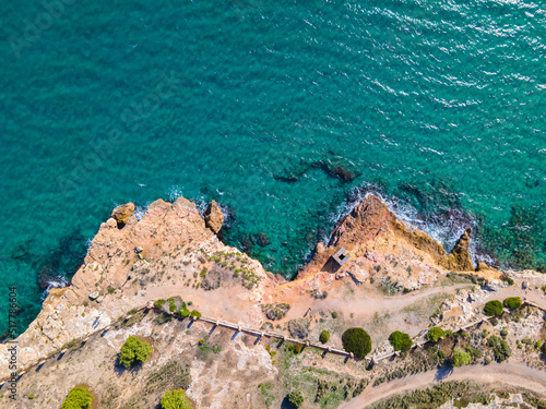 Aerial drone view from above of a coast in spain catalonia tarragona