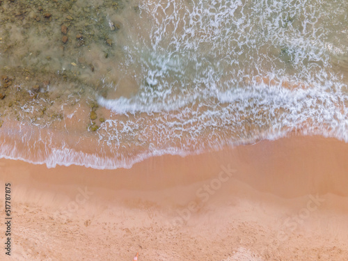 aerial drone view of the beach and ocean