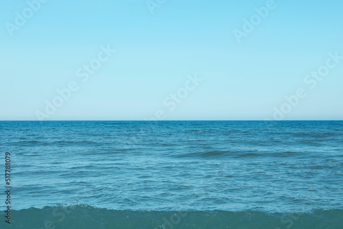 Picturesque view of beautiful sea and blue sky on sunny day