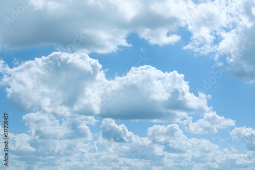 Beautiful view of blue sky with fluffy clouds